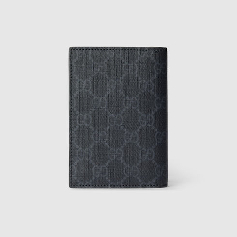 GG passport holder with grey interior GG supreme black fabric