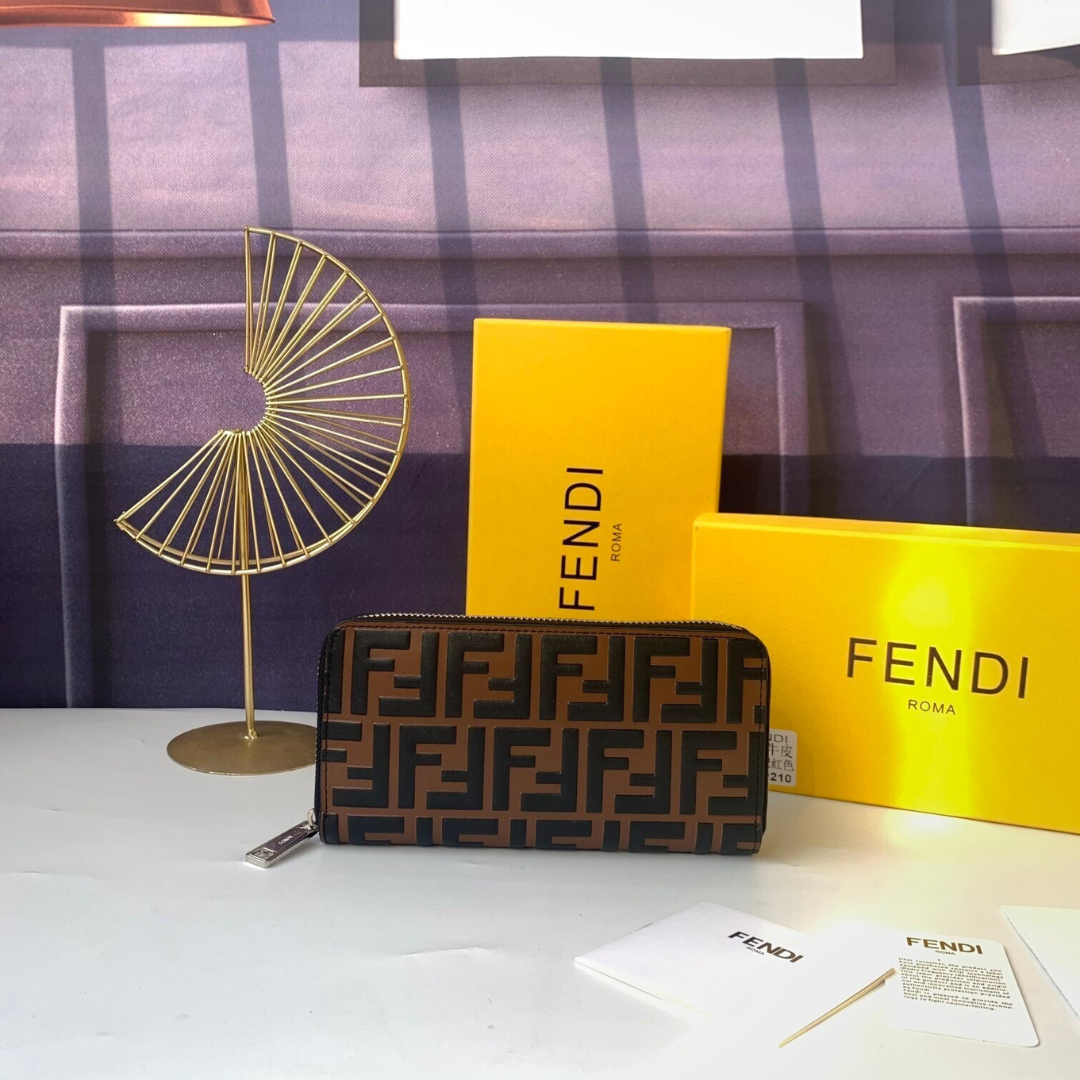 Portafoglio con chiusura a zip in pelle Zucca bicolore