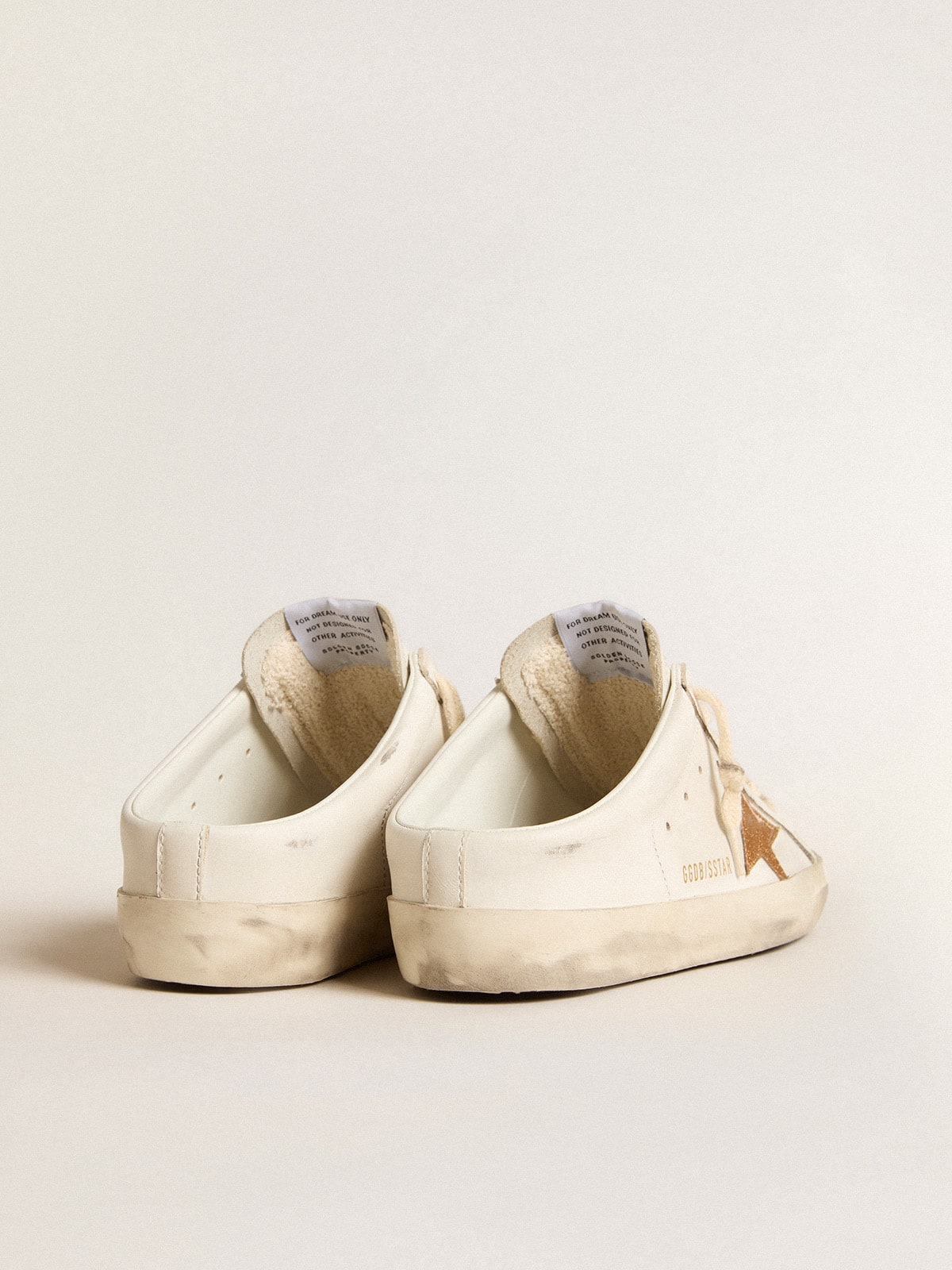 Sabot in pelle con stella in glitter oro plastificati