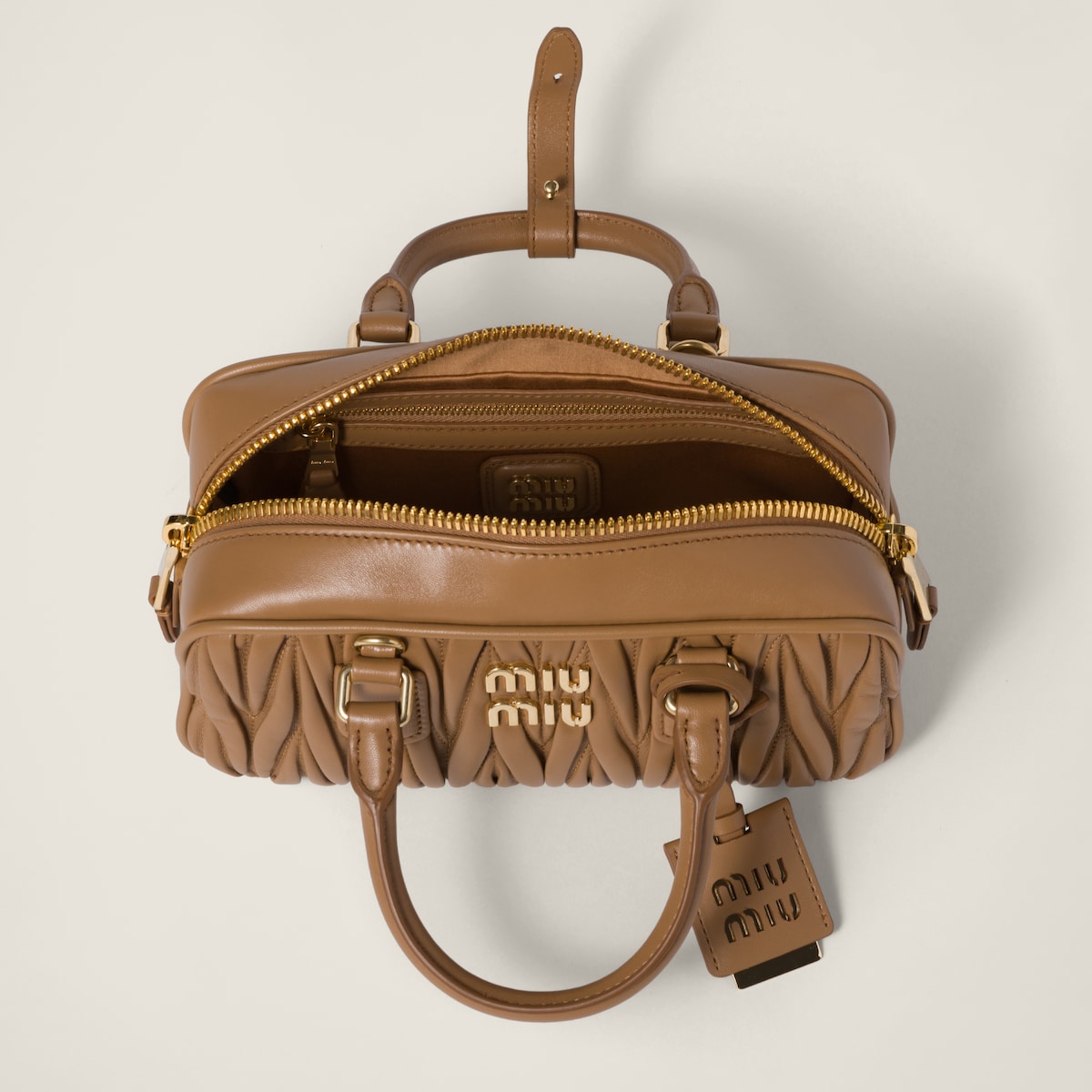 Arcadie regular bag in caramel quilted nappa leather