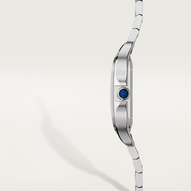 Santos watch in silver with opaline silver dial