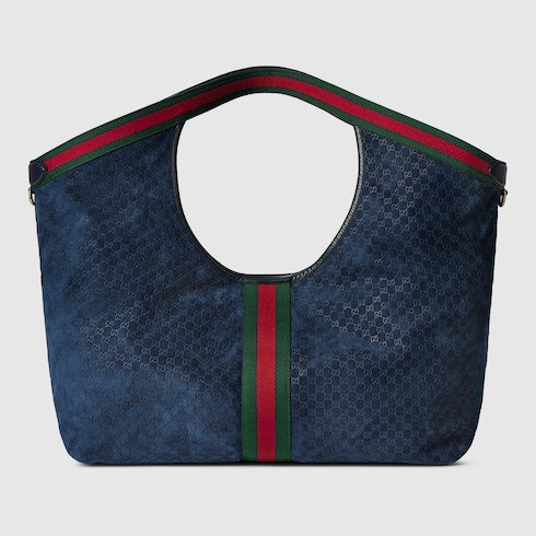 GG Giglio small shopping bag in dark blue suede