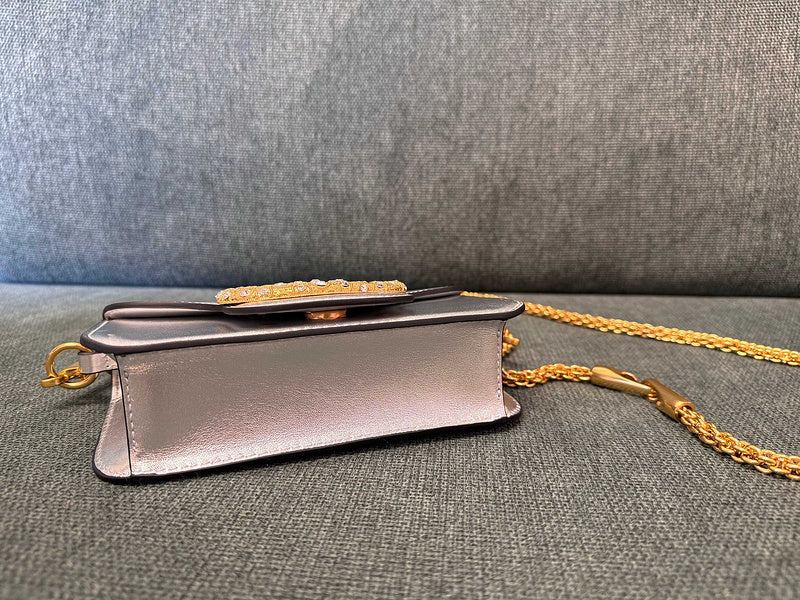 Borsa a tracolla impreziosita da cristalli Locò beige