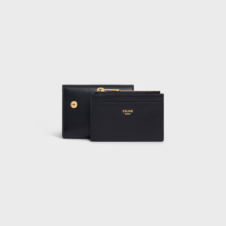 TRIOMPHE COMPACT WALLET IN SHINY CALFSKIN WITH COIN POCKET