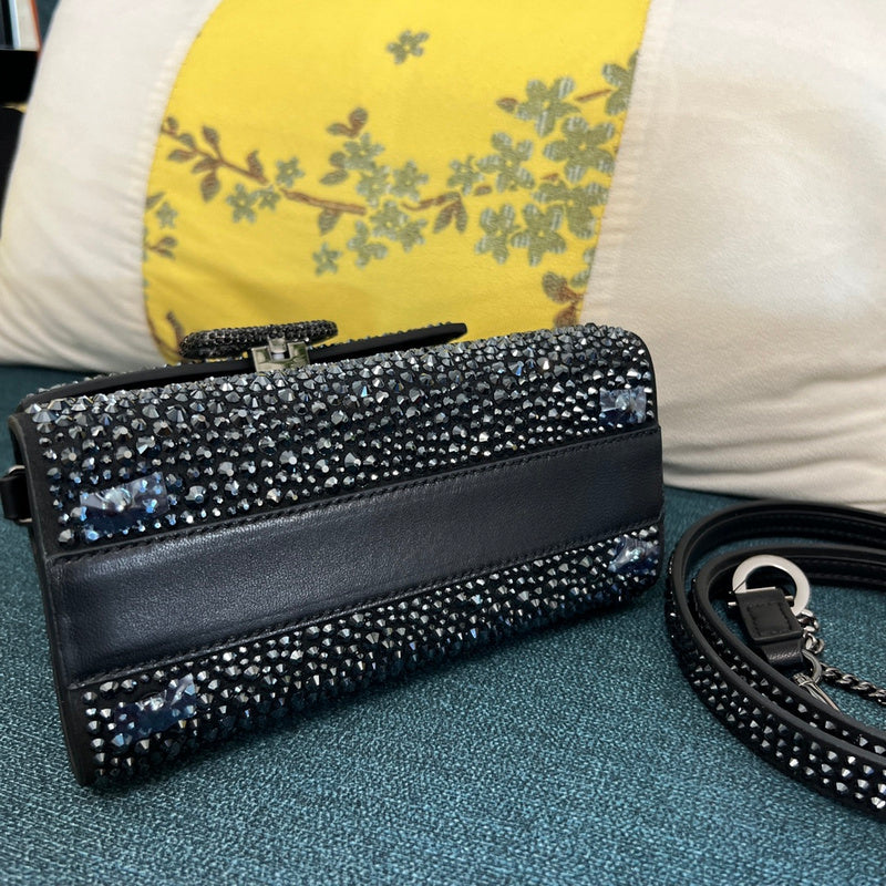 VSling mini borsa impreziosita da cristalli glitter nero