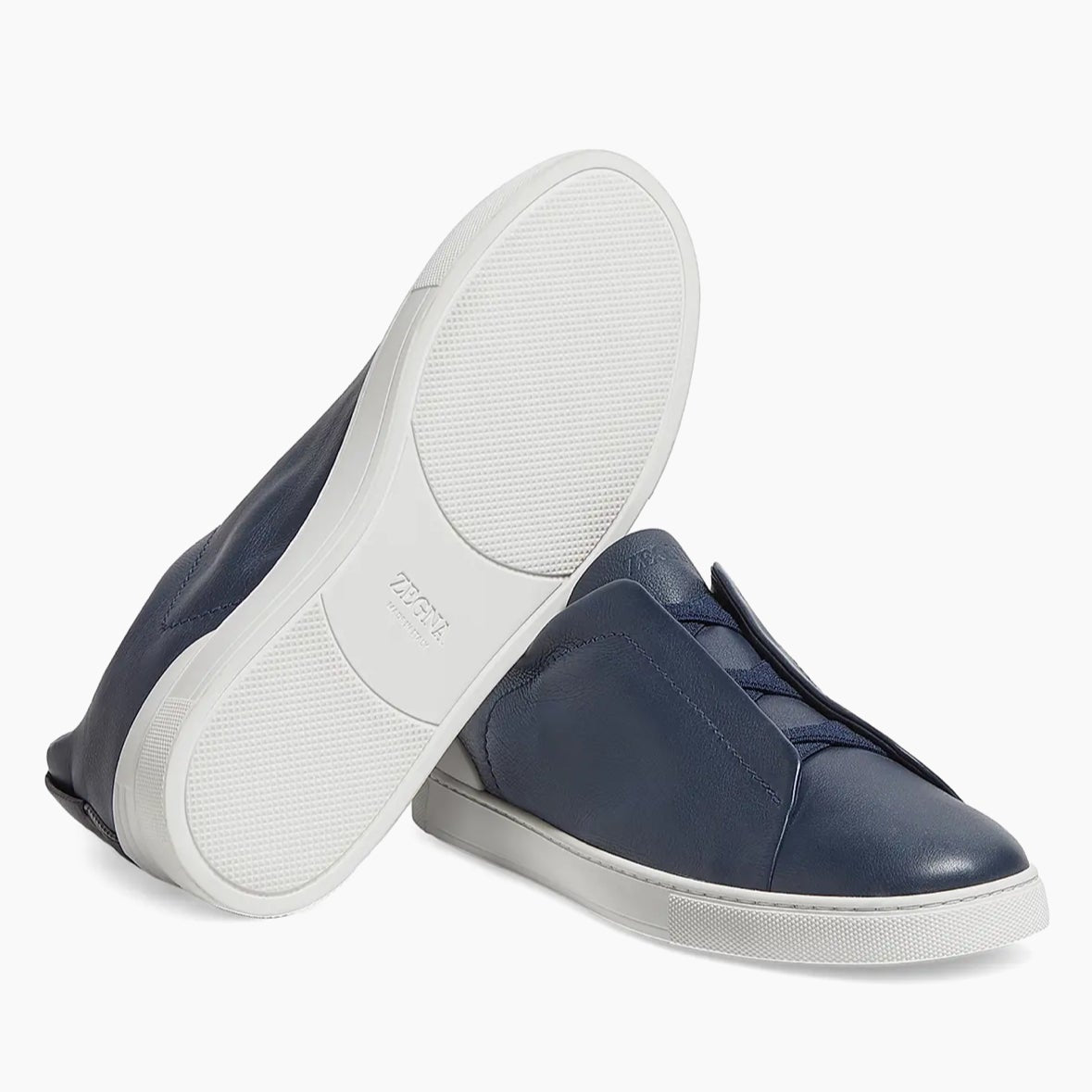 SECONDSKIN Sneakers in Blau/Weiß mit dreifacher Naht