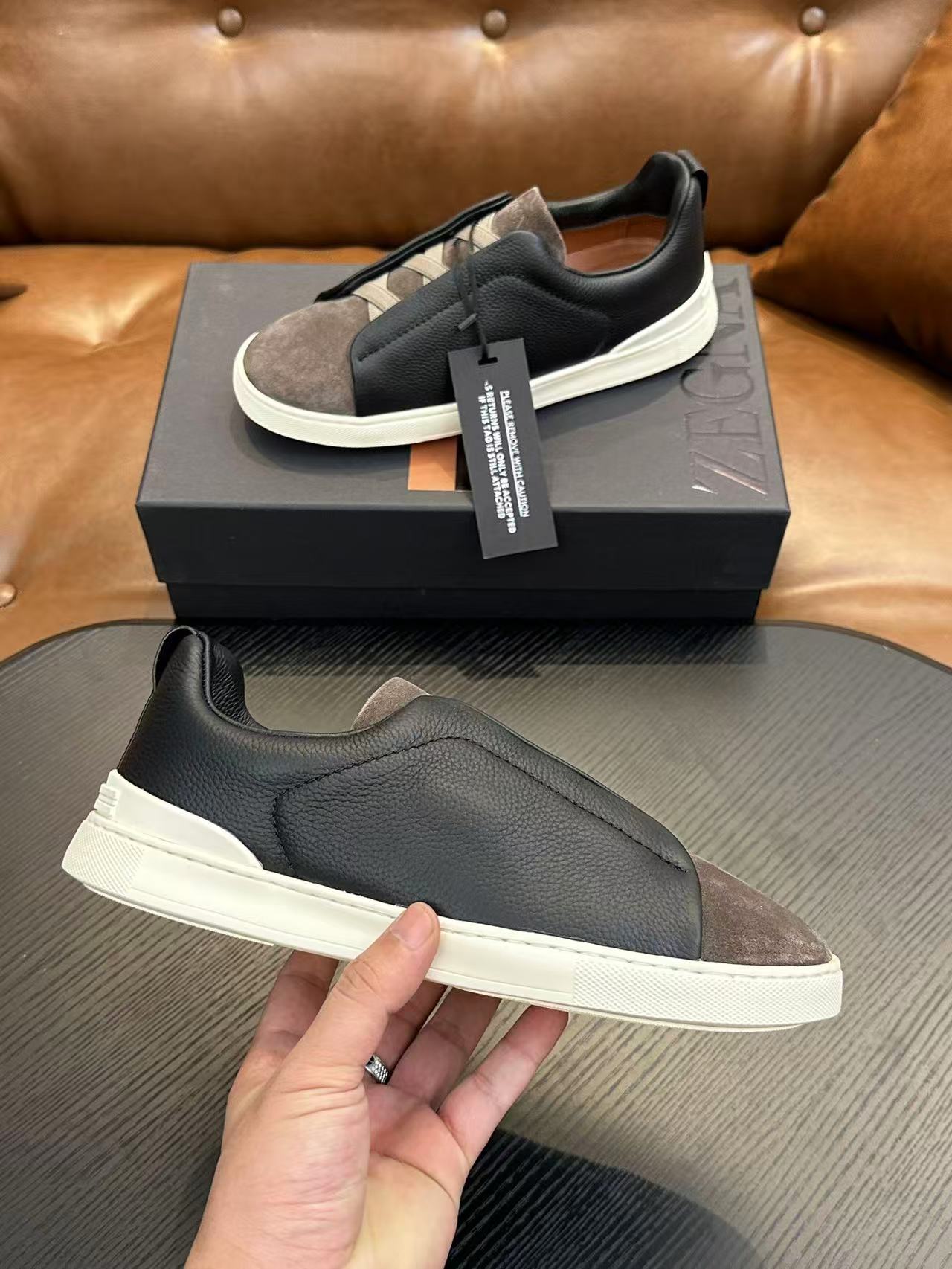 Black/Brown/White Triple Stitch SECONDSKIN Sneakers