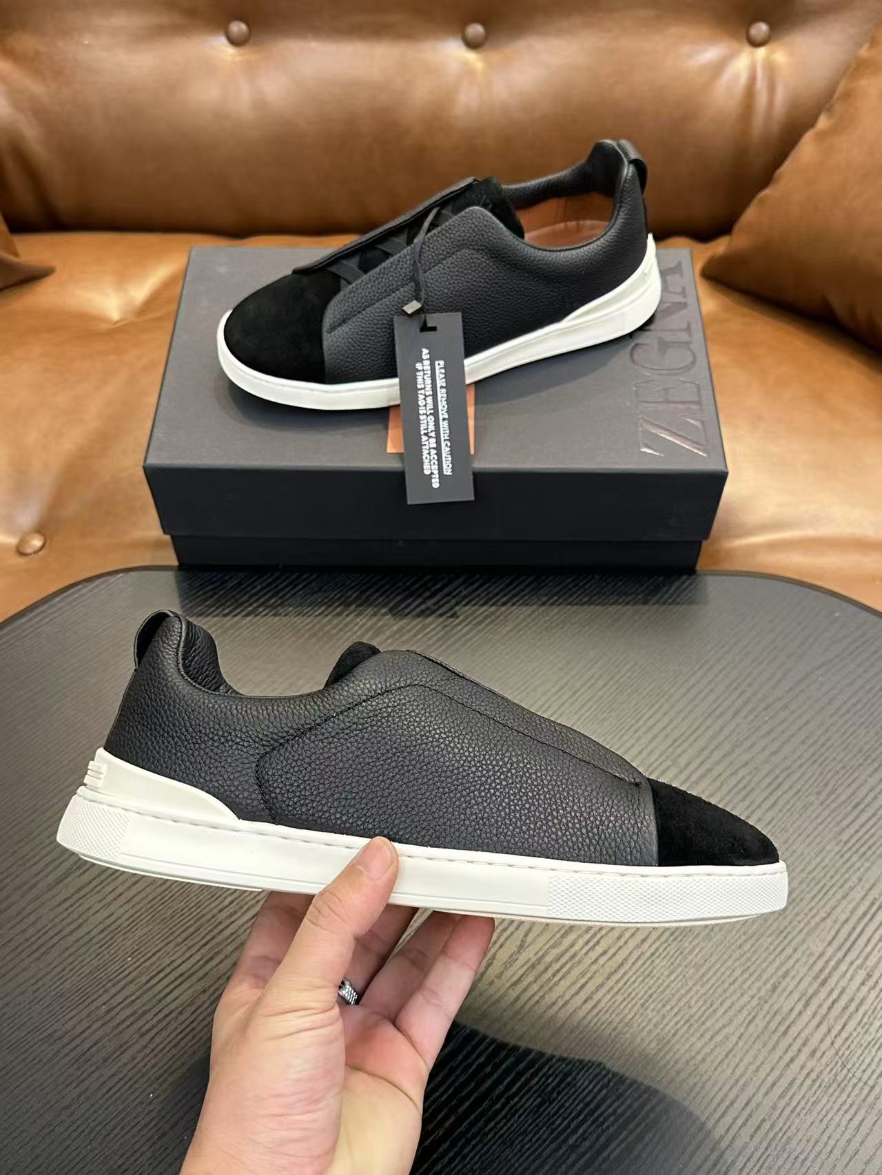 Black/White Triple Stitch SECONDSKIN Sneakers