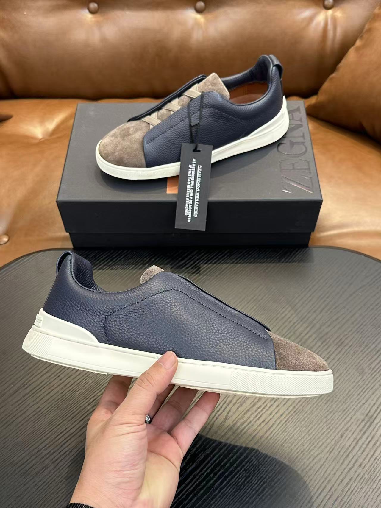 Blue/Brown/White Triple Stitch SECONDSKIN Sneakers