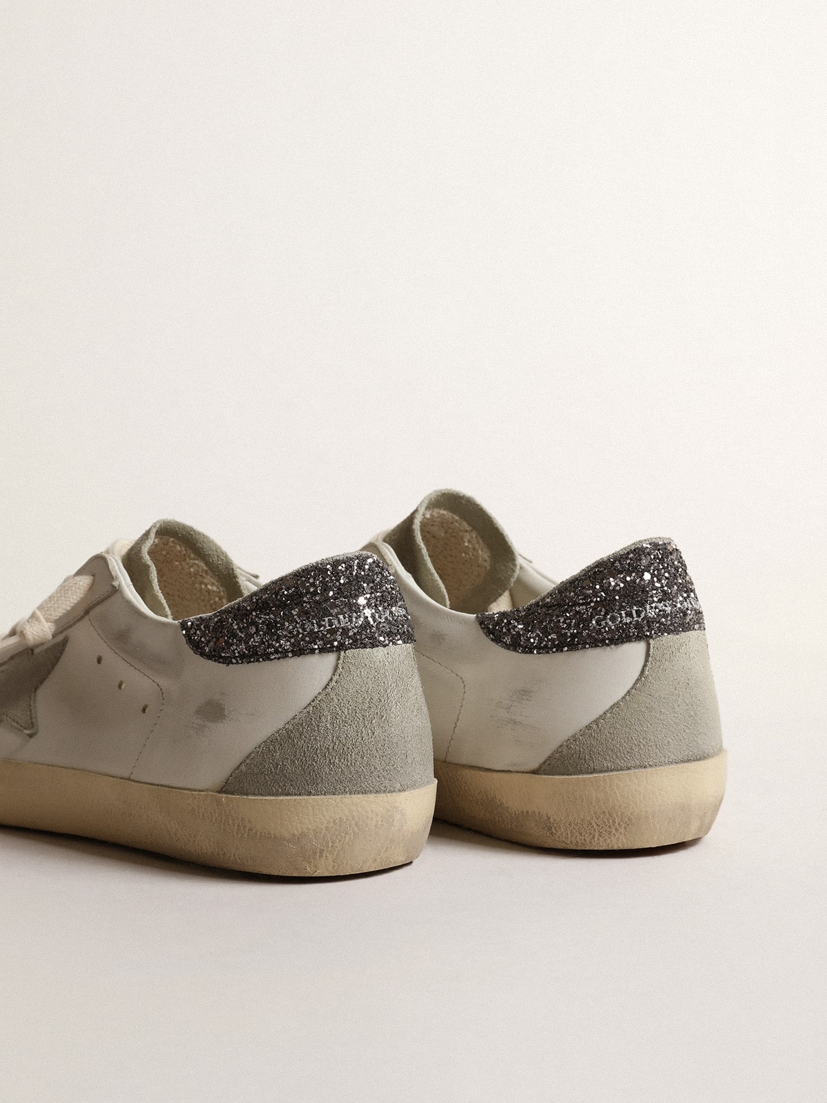 Grey star and dark grey glitter tag