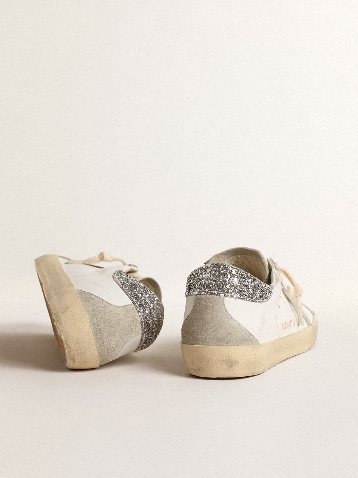 Grey star and silver glitter heel