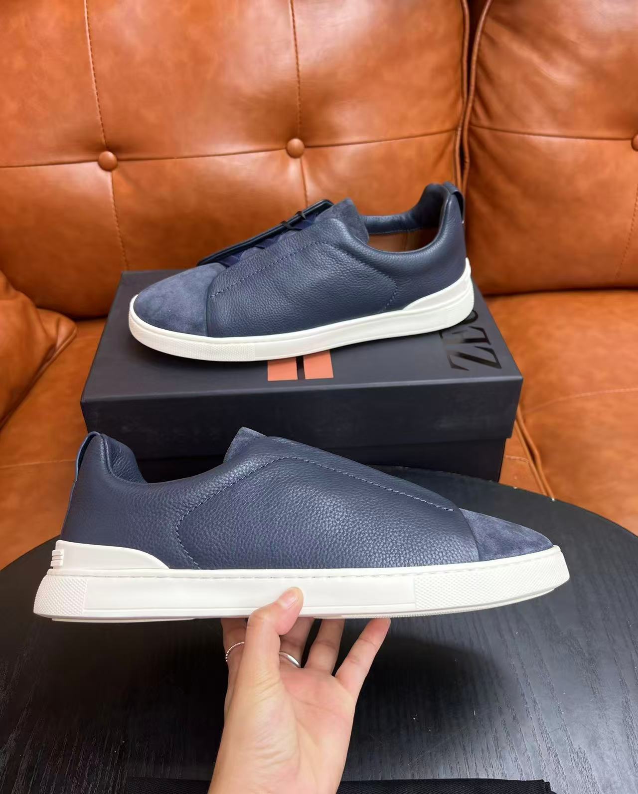 Blue Marina Suede Triple Stitch SECONDSKIN Sneakers