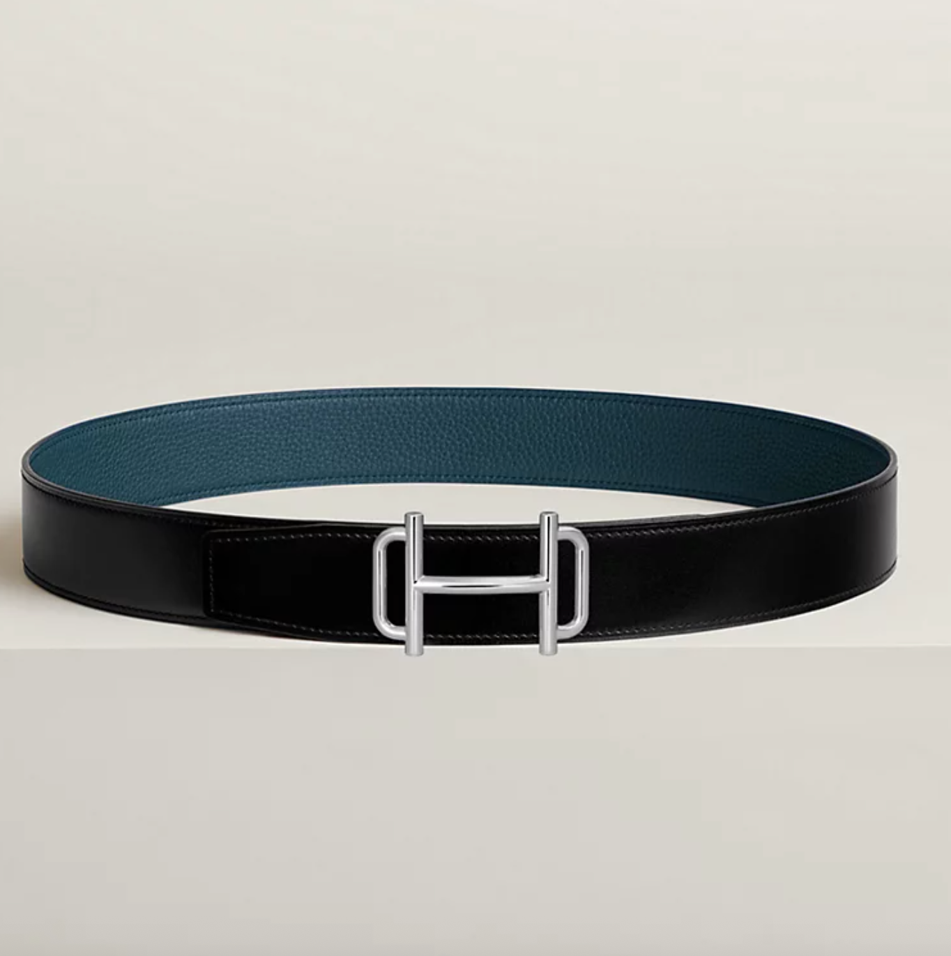 Royal & Leather Wendbare Gürtelschnalle 38 mm Schwarz / Preußischblau Herren