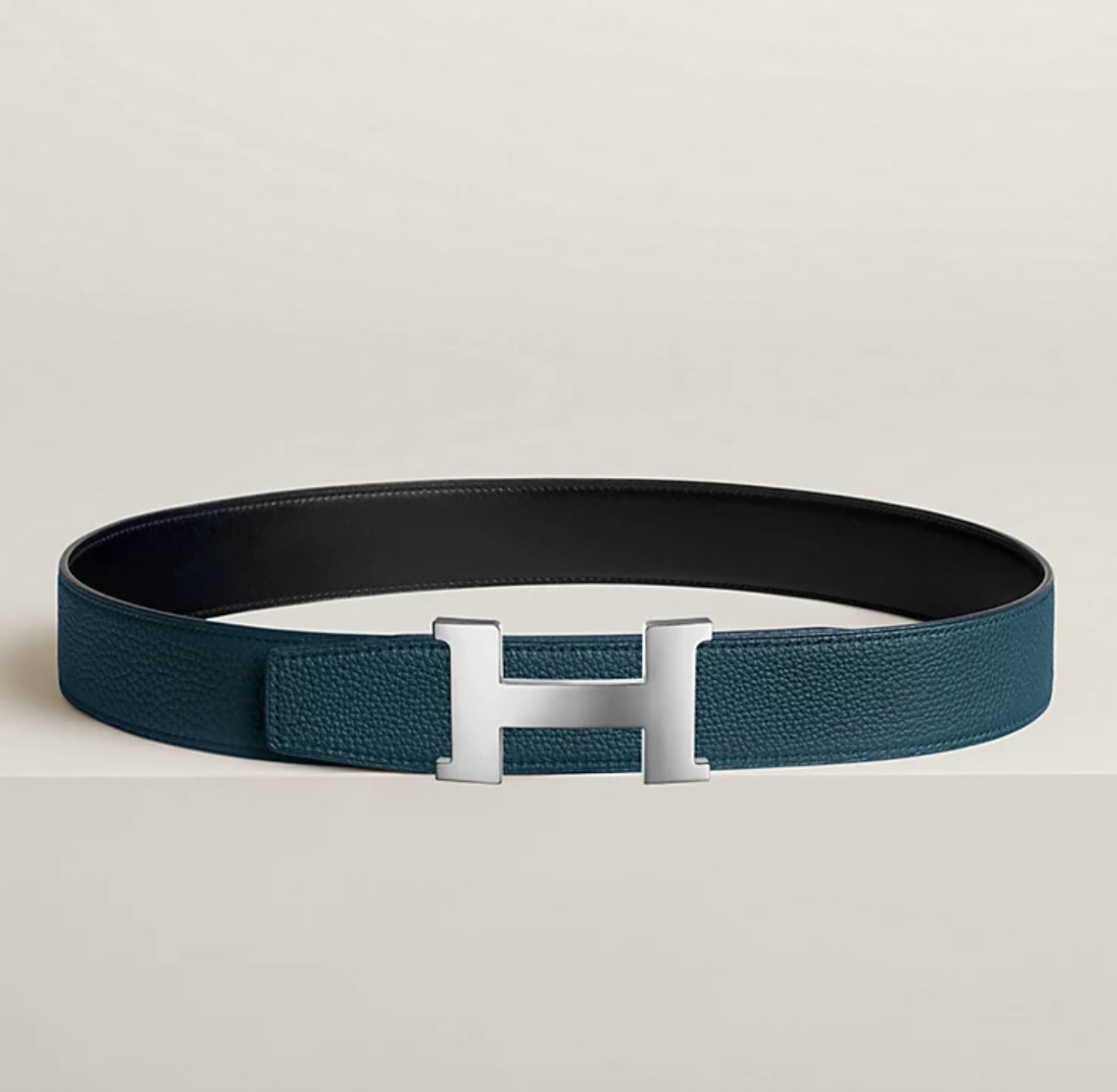 Fibbia da cintura Constance & Pelle reversibile per cintura 38 mm Nero / Blu di Prussia Uomo