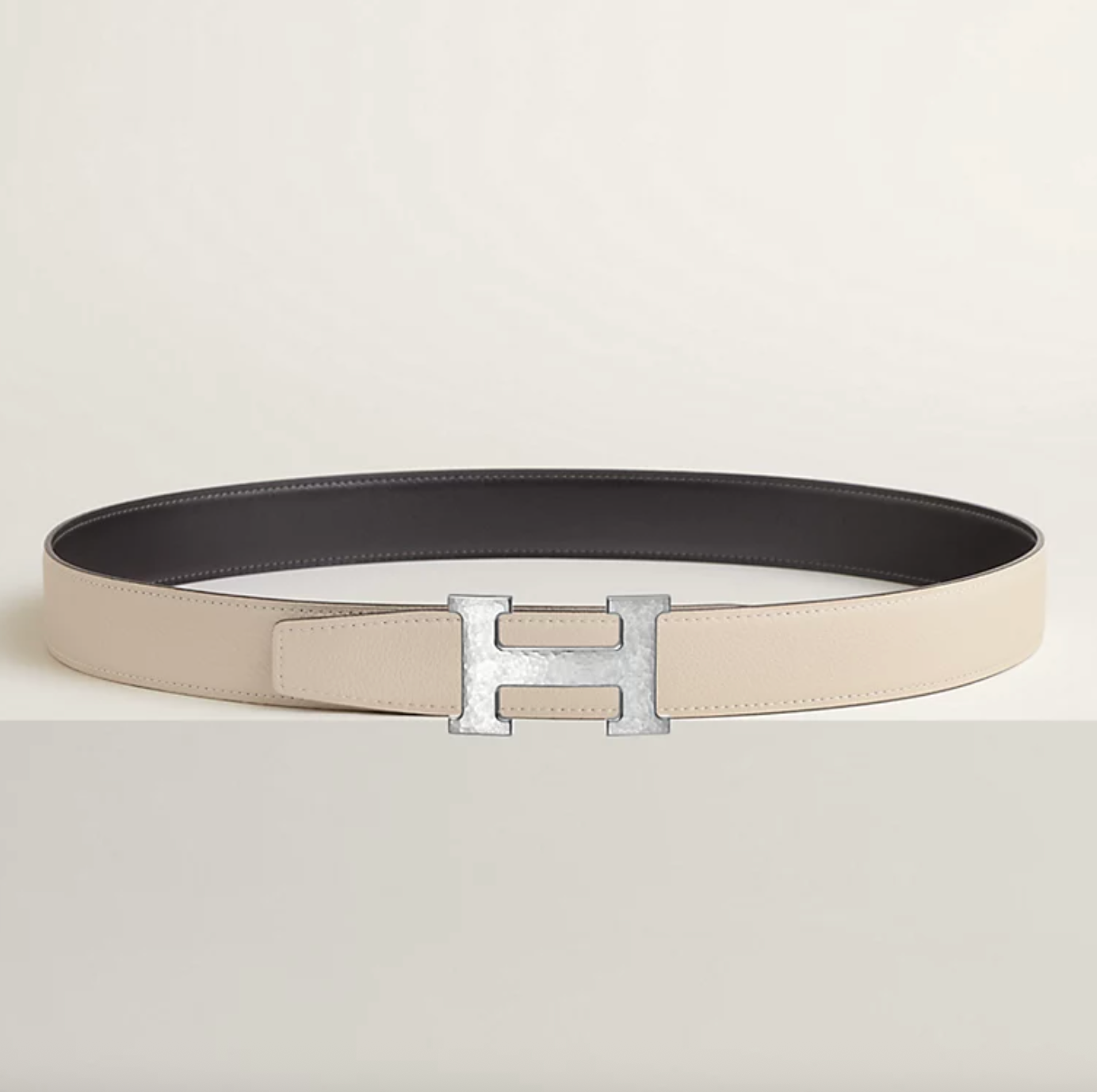 Fibbia da cintura H Martelée & Pelle reversibile per cintura 32 mm Grafite / Gesso Uomo