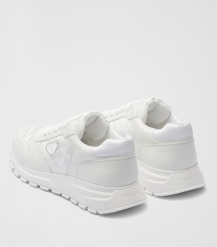 Sneakers alte in pelle e Re-Nylon Bianco