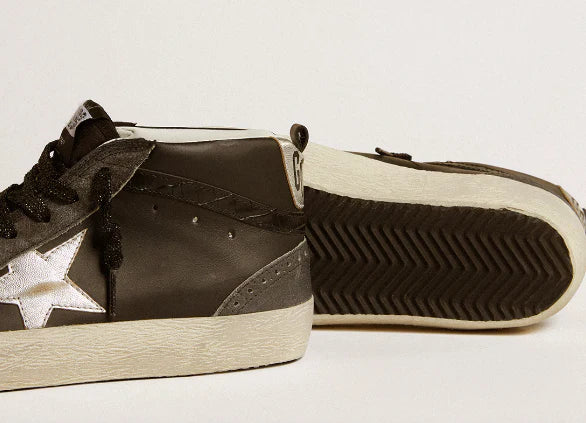 Black leather with silver laminated leather star