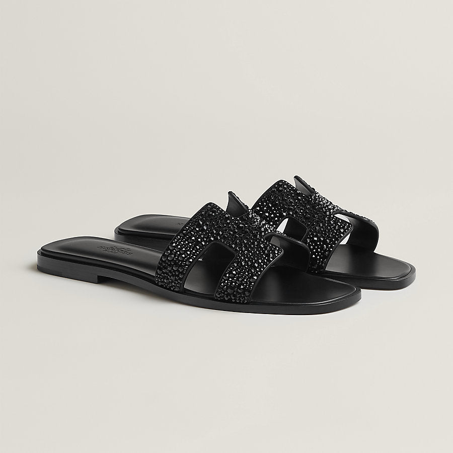 Oran Black Glitter Sandals