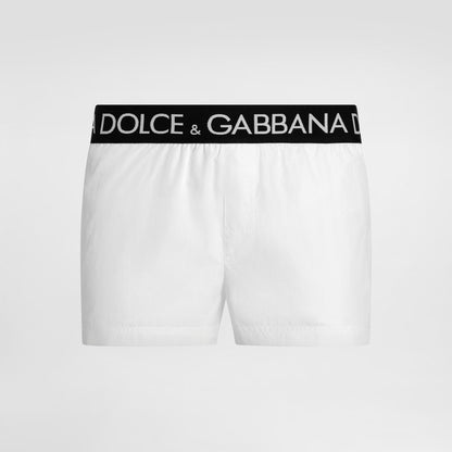 Costume da bagno con banda logata bianco