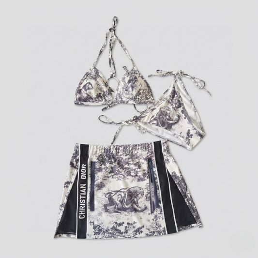 Bikini con Stampa Foresta Selvaggia e Gonna Utility