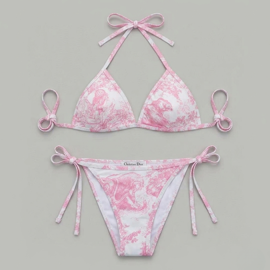 Bikini Stampa Toile de Jouy Rosa