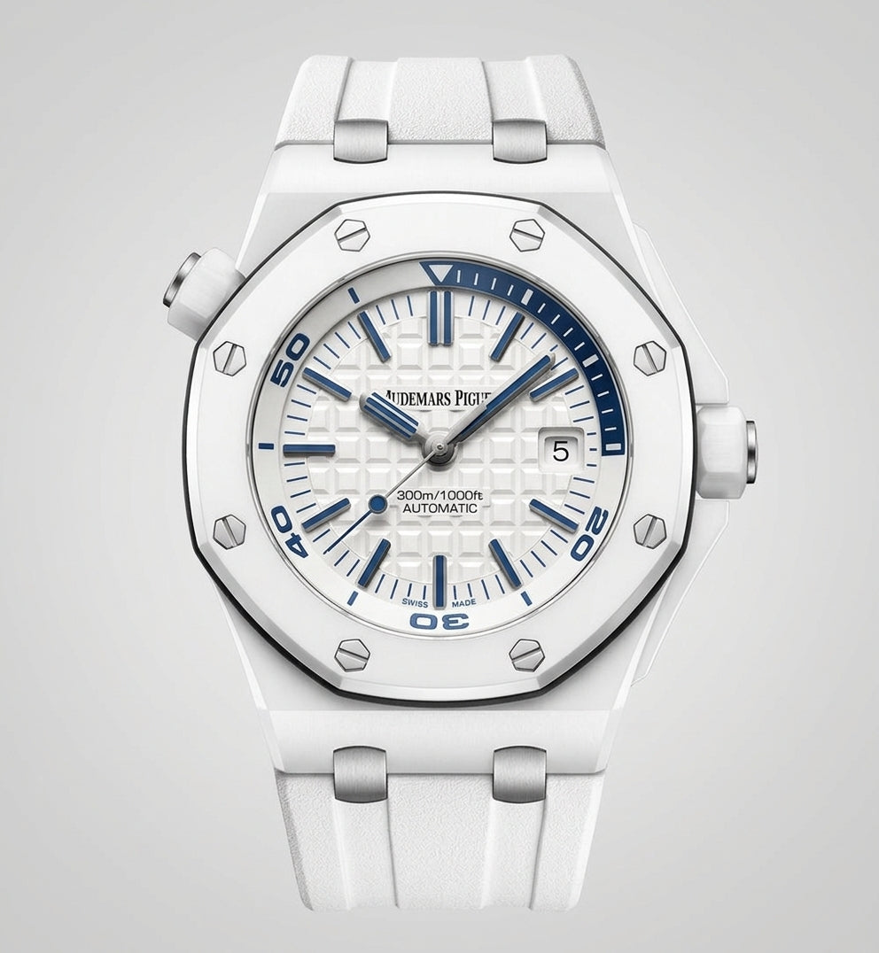 AP Royal Oak Offshore Diver White Ceramic with White Rubber Strap
