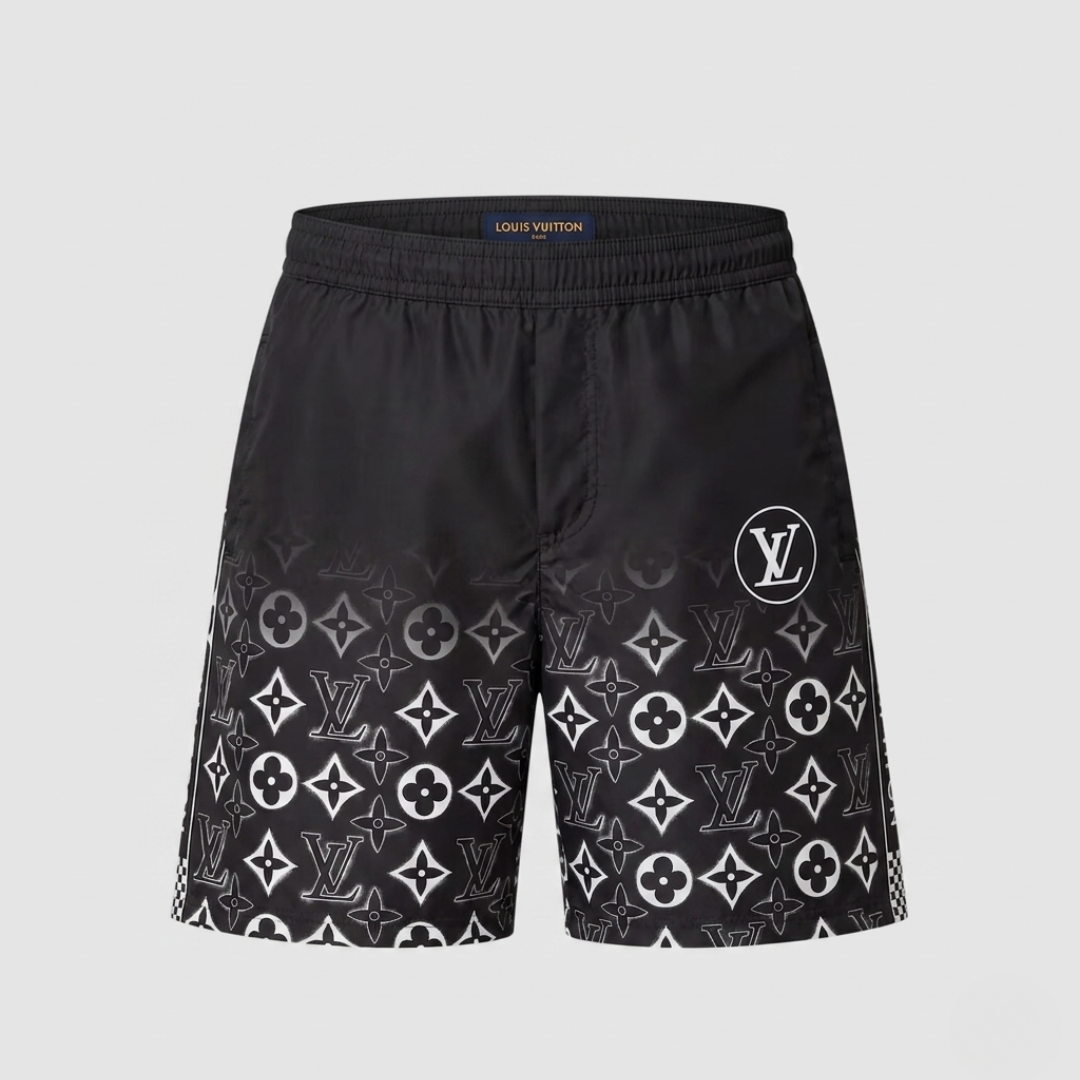 Badeanzug Block Outline Monogramm Schwarz
