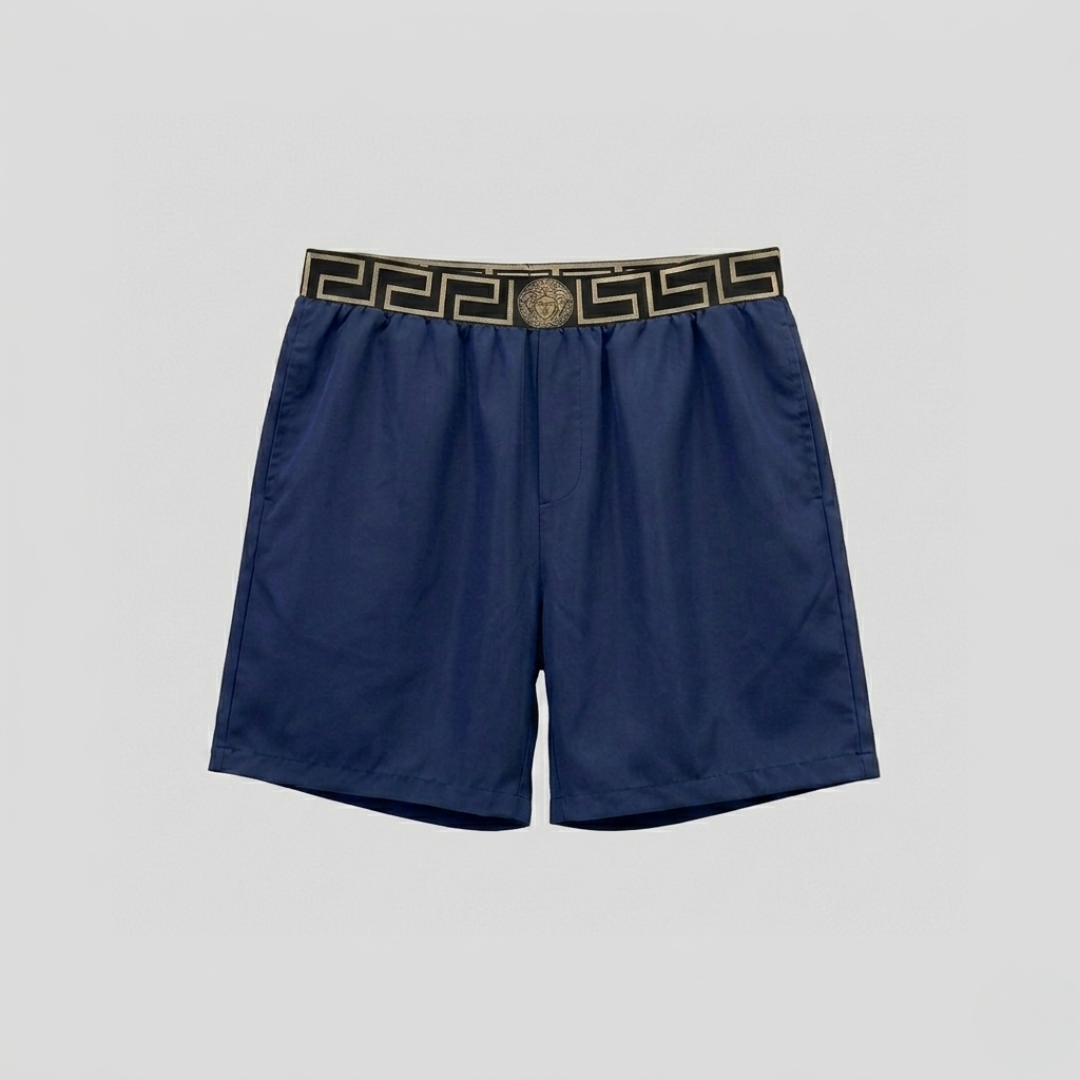 Costume da Bagno con Bordo Greca Blu Navy