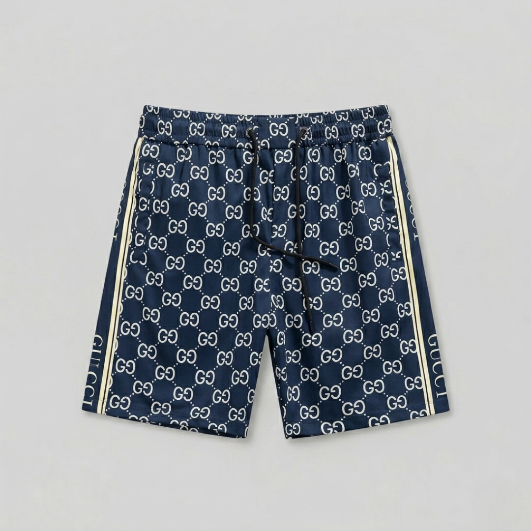 Costume da Bagno Stampa Monogram con Bande Blu