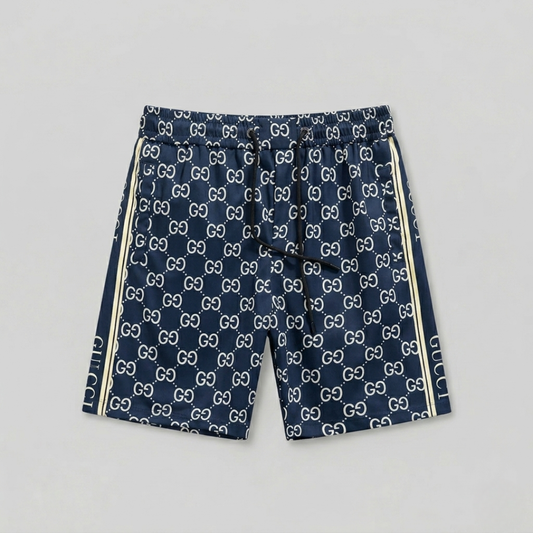 Costume da Bagno Stampa Monogram con Bande Blu