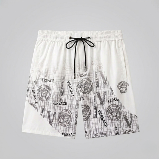 Costume da Bagno Stampa Logo Grid Medusa Bianco