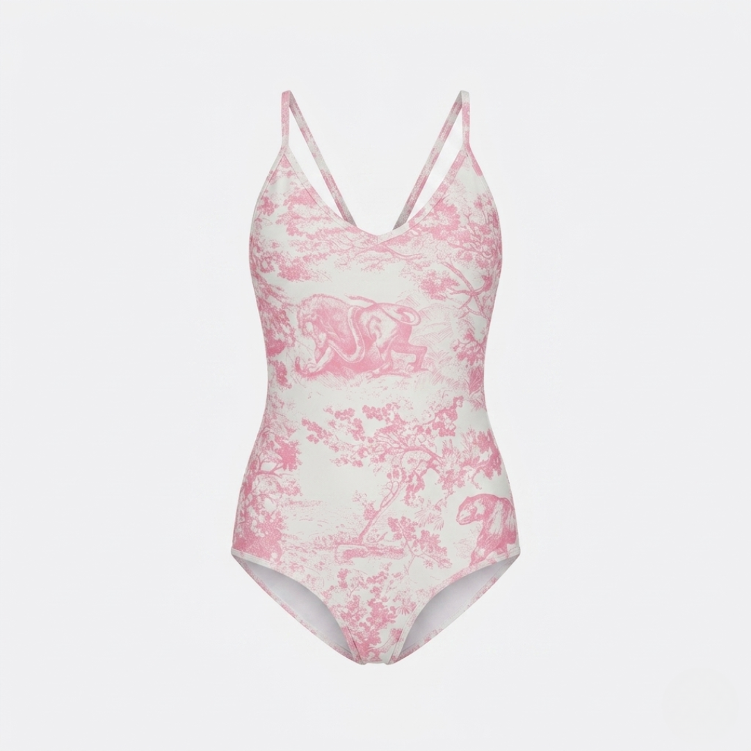 Costume Intero Stampa Toile de Jouy Rosa