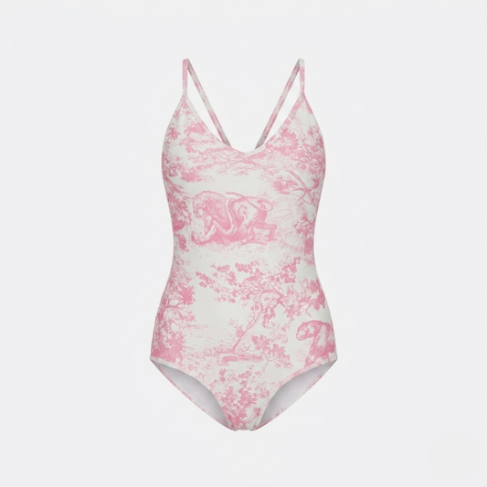 Costume Intero Stampa Toile de Jouy Rosa