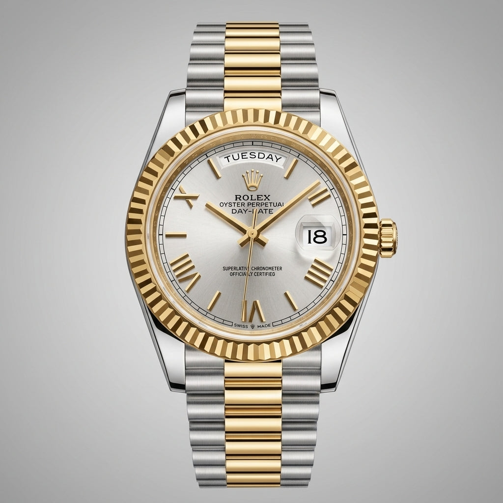 Day-Date Two-Tone Steel & Yellow Gold Color  – Silver Sunburst Dial