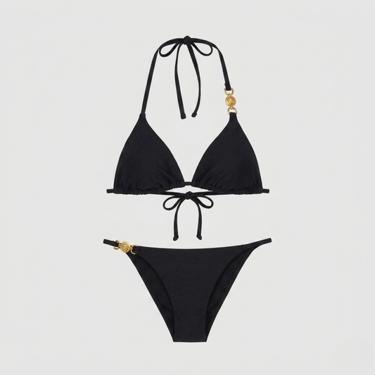 Costume da Bagno Bikini Triangolo Hardware Medusa Nero