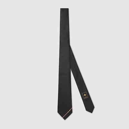 Jacquard silk tie with diagonal black Morsetto