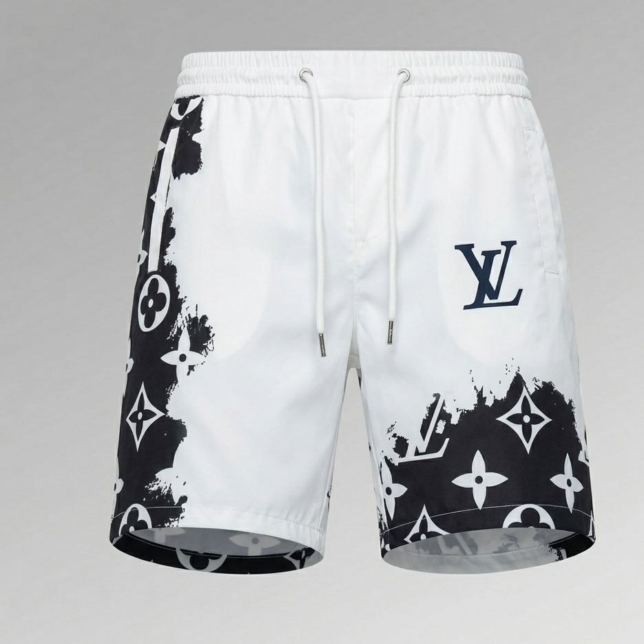 Monogram Split Graphic Swimsuit White/Black