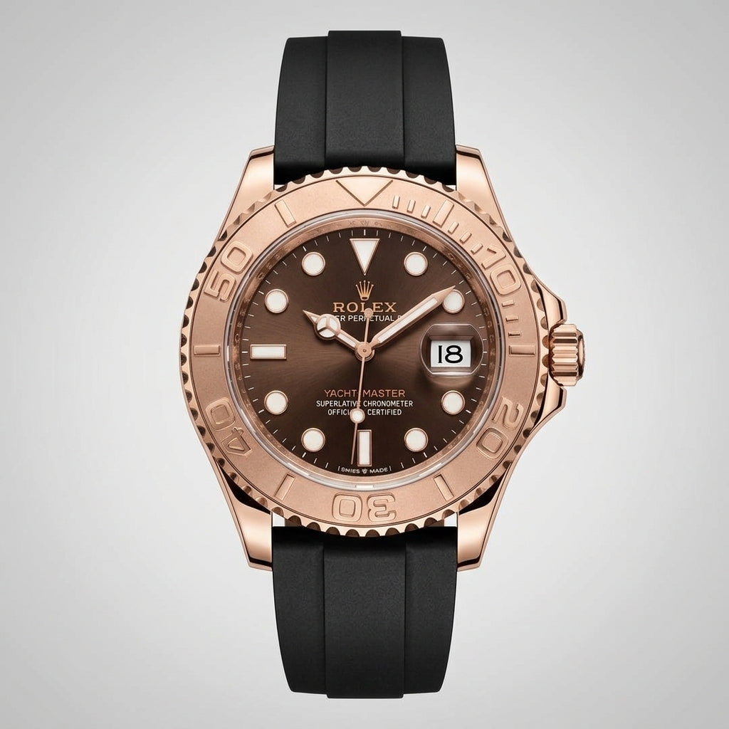 Yacht-Master 40 Everose Gold Color Chocolate Oysterflex and Black Rubber Strap