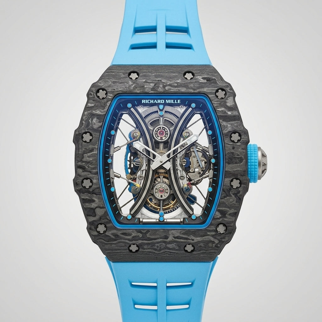RM Skeleton Carbon TPT Case with Blue Strap