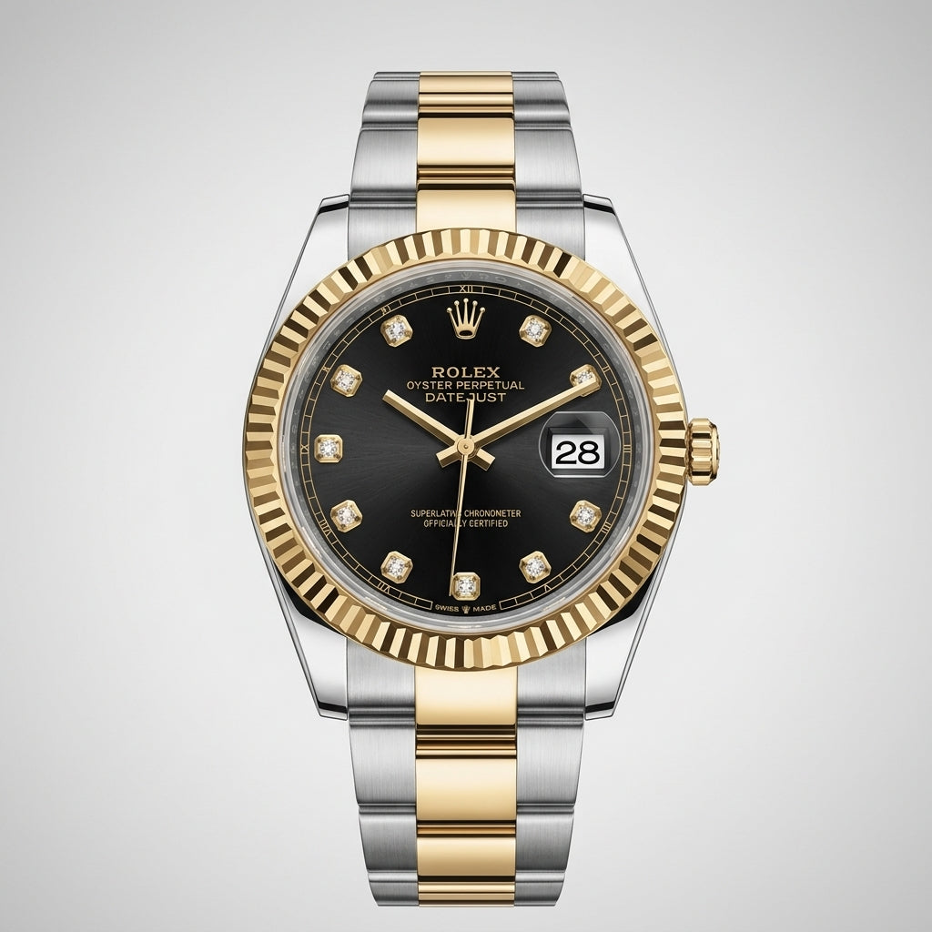 Datejust 36 Two-Tone Yellow Rolesor Black Dial