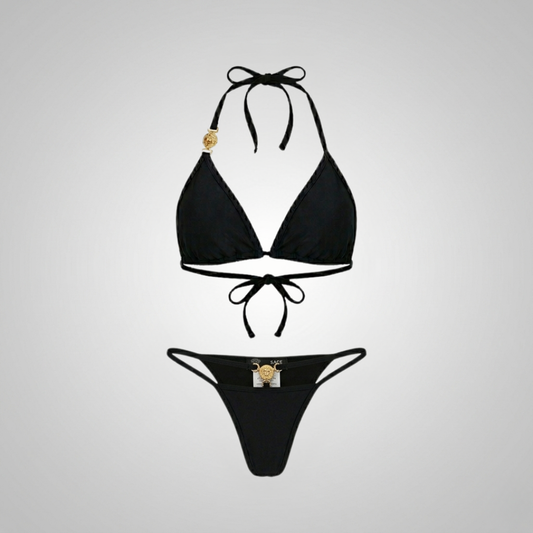 Costume da Bagno Bikini con Anello Medusa Signature Nero