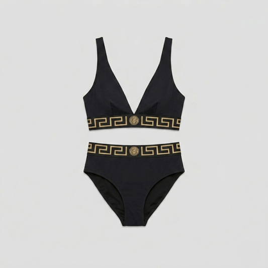 Costume da Bagno Bikini Dettaglio Greca Nero