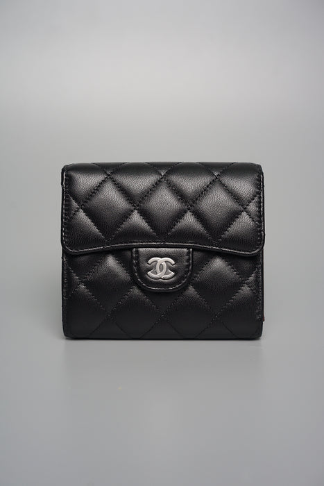 Classic quilted black leather CC card holder
