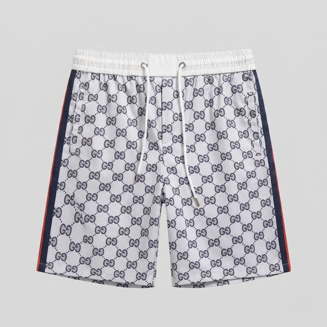 Costume da Bagno Stampa Monogram con Bande Bianco