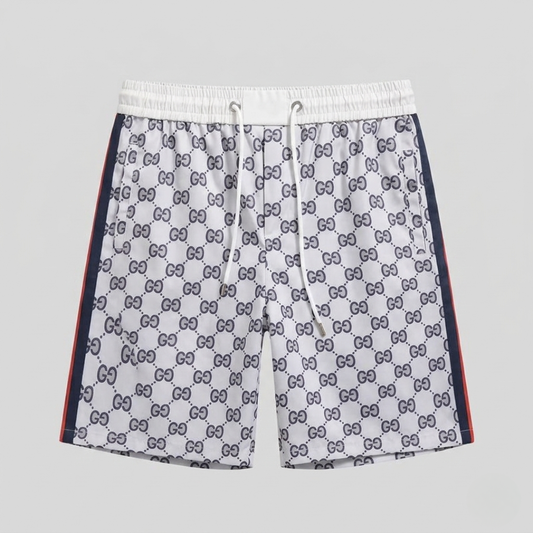 Costume da Bagno Stampa Monogram con Bande Bianco