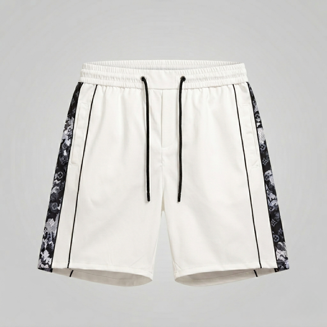 Swimsuit with Side Monogram Bands White