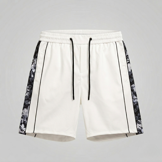 Costume da Bagno con Bande Monogram Laterali Bianco