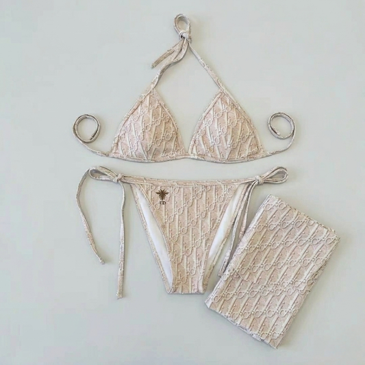 Bikini con Monogramma Miss Dior Beige