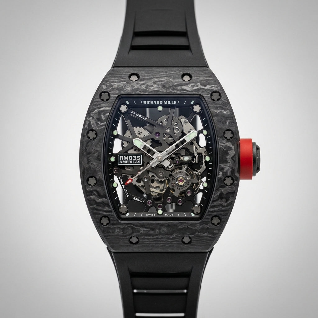 RM 035 Carbon TPT Case with Black Strap