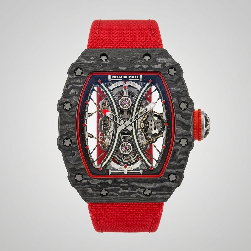 RM Skeleton Carbon TPT Case with Red Strap